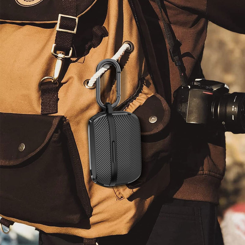 Zitel Rugged Case for Jabra Elite 75t Earbuds / Jabra Elite Active 75t Case with Keychain Carabiner, Black