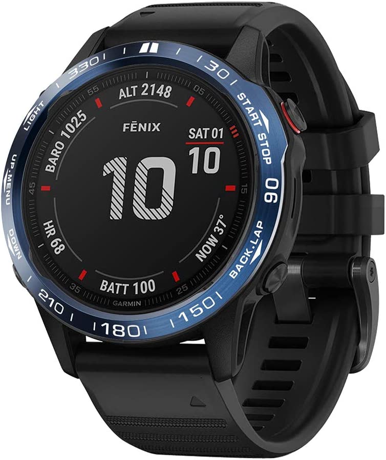 Zitel Bezel Styling for Garmin Fenix 6 / 6 Pro Bezel Ring Adhesive Cover Stainless Steel Protector (Not For 6X / 6X Pro) - Blue