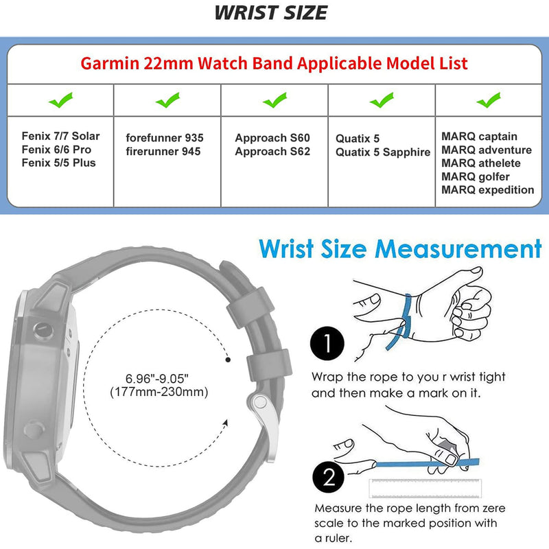 Zitel Band for Garmin Fenix 6/6 Pro, Fenix 7, 5/5 Plus, Epix Gen 2, Approach S62, new Forerunner 955/945/935, 22mm Straps - Black/Yellow