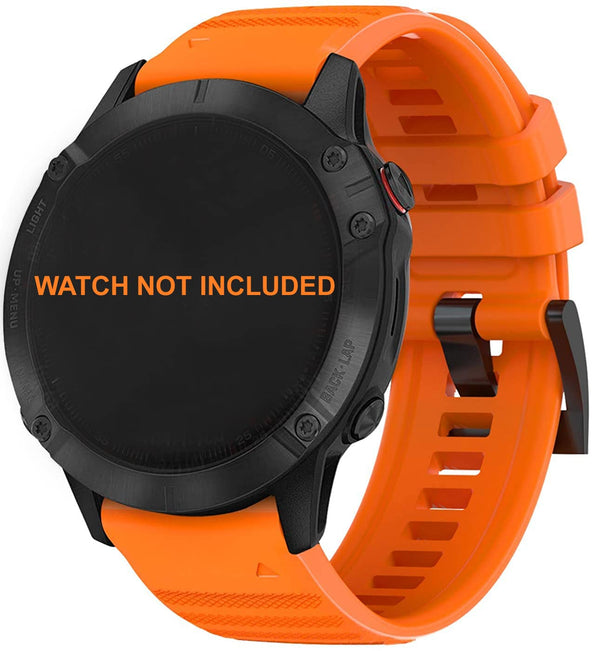 Zitel® Watch Band Compatible with Garmin Fenix 7X, Fenix 6X/6X Pro, Fenix 5X/5X Plus, Fenix 3/3 HR, Descent MK1, D2 Delta PX, D2 Charlie, 26mm Sport Strap - Orange